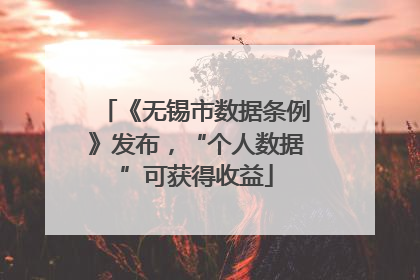 《无锡市数据条例》发布，“个人数据”可获得收益