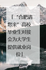 “合肥请您来”高校毕业生对接会为大学生提供就业岗位