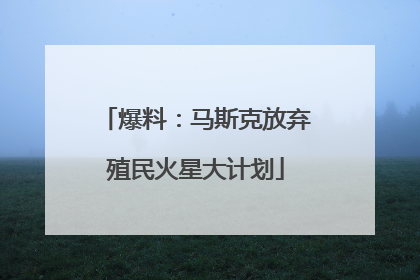 爆料：马斯克放弃殖民火星大计划