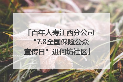 百年人寿江西分公司“7.8全国保险公众宣传日”进何坊社区