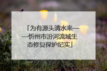 为有源头清水来——忻州市汾河流域生态修复保护纪实