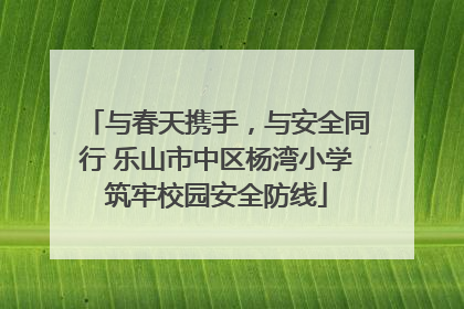 与春天携手，与安全同行 乐山市中区杨湾小学筑牢校园安全防线