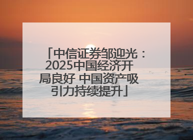 中信证券邹迎光：2025中国经济开局良好 中国资产吸引力持续提升