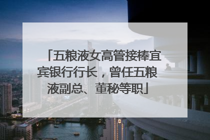 五粮液女高管接棒宜宾银行行长，曾任五粮液副总、董秘等职