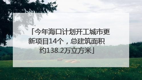 今年海口计划开工城市更新项目14个，总建筑面积约138.2万立方米