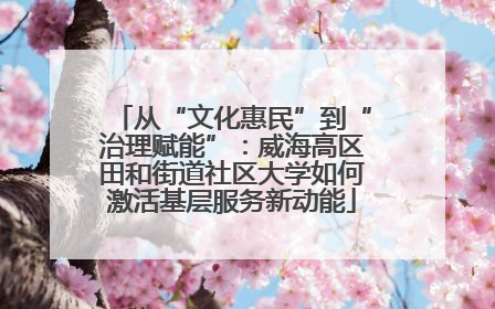 从“文化惠民”到“治理赋能”：威海高区田和街道社区大学如何激活基层服务新动能