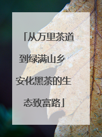 从万里茶道到绿满山乡 安化黑茶的生态致富路