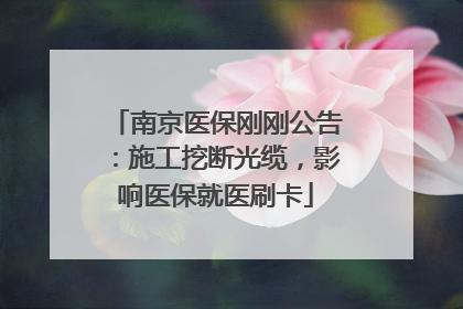 南京医保刚刚公告：施工挖断光缆，影响医保就医刷卡