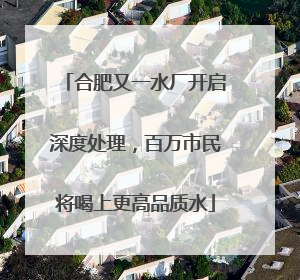 合肥又一水厂开启深度处理，百万市民将喝上更高品质水