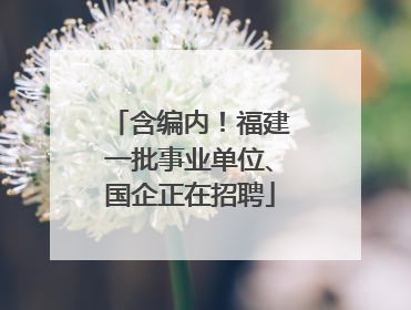 含编内！福建一批事业单位、国企正在招聘