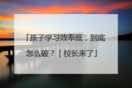 孩子学习效率低，到底怎么破？｜校长来了