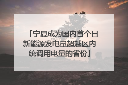 宁夏成为国内首个日新能源发电量超越区内统调用电量的省份