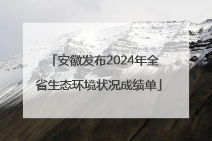 安徽发布2024年全省生态环境状况成绩单