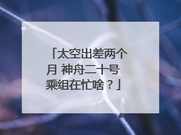 太空出差两个月 神舟二十号乘组在忙啥？