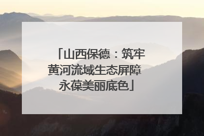 山西保德：筑牢黄河流域生态屏障 永葆美丽底色