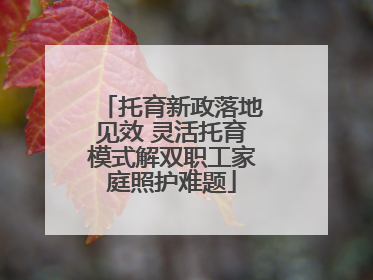 托育新政落地见效 灵活托育模式解双职工家庭照护难题