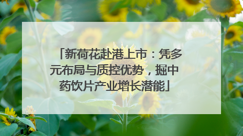 新荷花赴港上市：凭多元布局与质控优势，掘中药饮片产业增长潜能