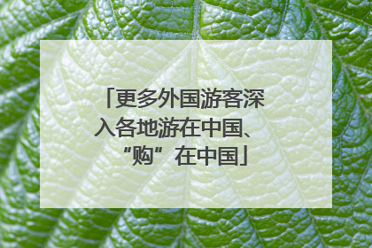 更多外国游客深入各地游在中国、“购”在中国