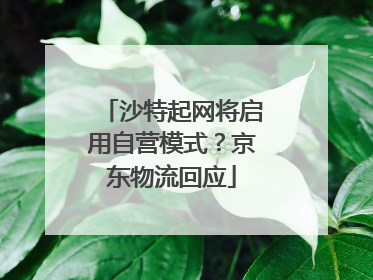 沙特起网将启用自营模式？京东物流回应