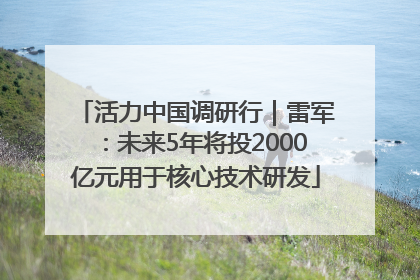 活力中国调研行｜雷军：未来5年将投2000亿元用于核心技术研发