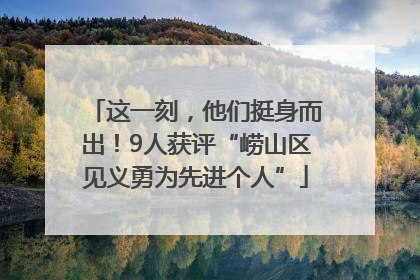 这一刻，他们挺身而出！9人获评“崂山区见义勇为先进个人”