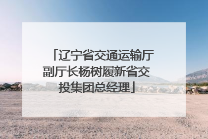 辽宁省交通运输厅副厅长杨树履新省交投集团总经理