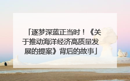 逐梦深蓝正当时！《关于推动海洋经济高质量发展的提案》背后的故事