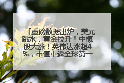 重磅数据出炉，美元跳水，黄金拉升！中概股大涨！英伟达涨超4%，市值重返全球第一！黄仁勋计划出售至多600万股股票