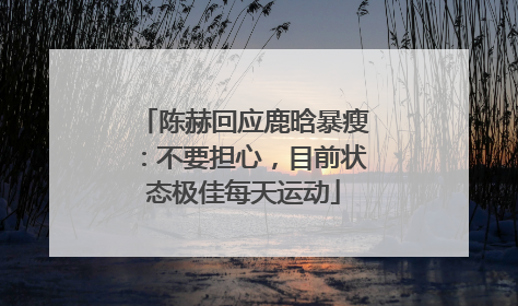 陈赫回应鹿晗暴瘦：不要担心，目前状态极佳每天运动