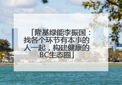 隆基绿能李振国：找各个环节有本事的人一起，构建健康的BC生态圈