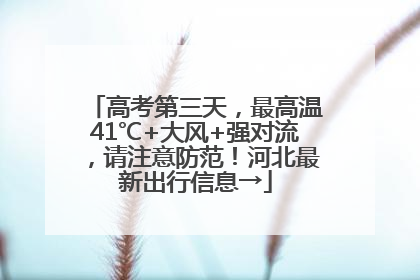 高考第三天，最高温41℃+大风+强对流，请注意防范！河北最新出行信息→