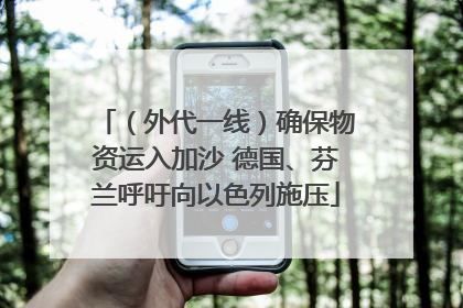 （外代一线）确保物资运入加沙 德国、芬兰呼吁向以色列施压