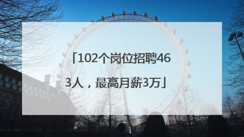 102个岗位招聘463人，最高月薪3万