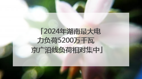 2024年湖南最大电力负荷5200万千瓦 京广沿线负荷相对集中