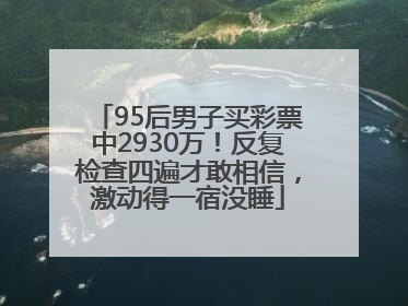 95后男子买彩票中2930万！反复检查四遍才敢相信，激动得一宿没睡