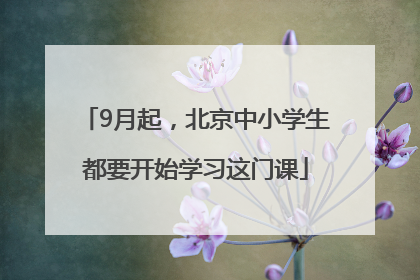 9月起，北京中小学生都要开始学习这门课